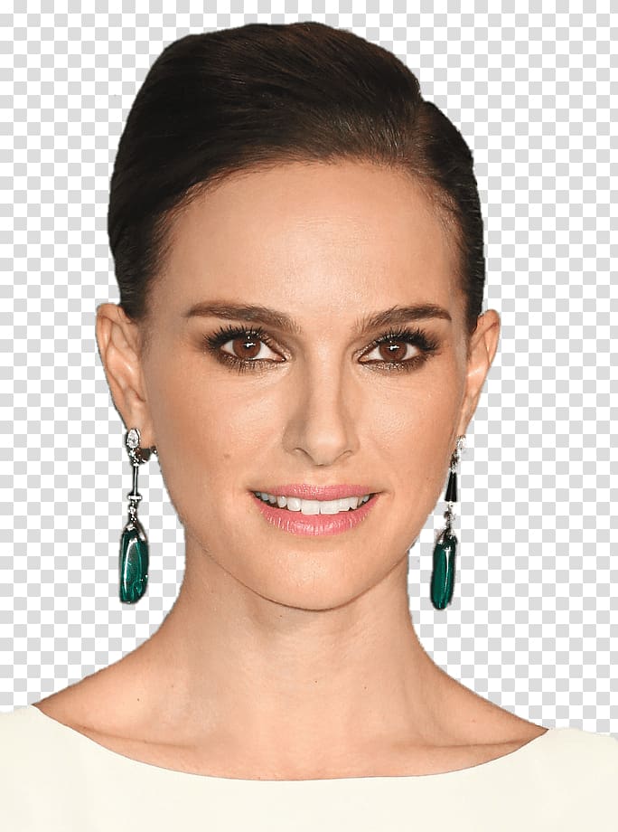 women's silver-colored earring necklace, Natalie Portman Glamour transparent background PNG clipart
