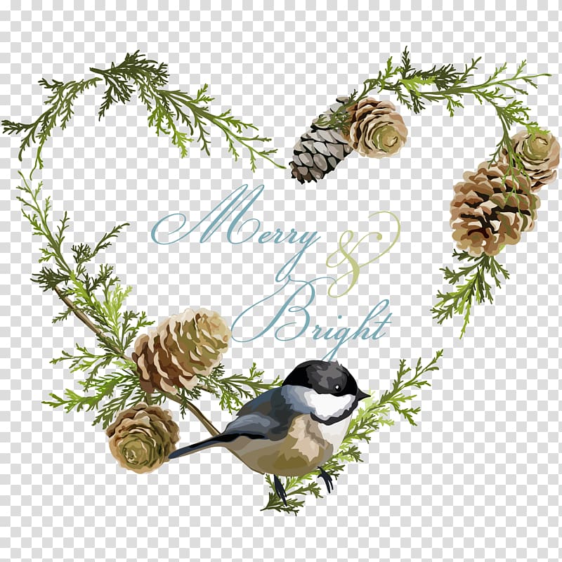 Bird Euclidean Christmas Illustration, Love Birds Plants transparent background PNG clipart