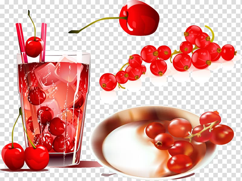 Orange juice Cherry Fruit, Cherry material transparent background PNG clipart