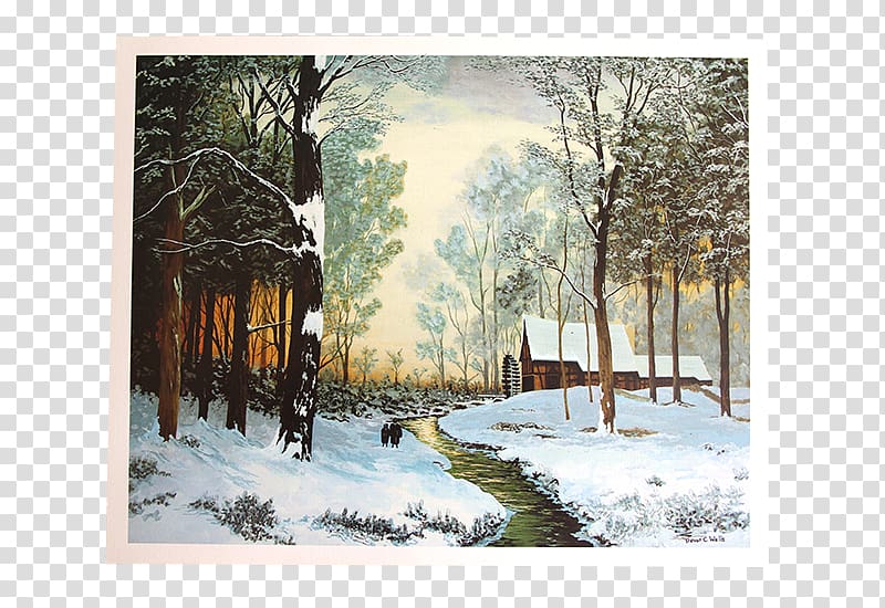 Watercolor painting Paintbrush Bayou , winter landscape transparent background PNG clipart
