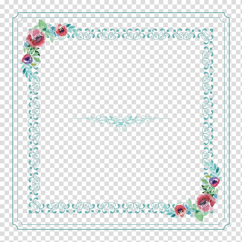 red and green flower border , Wedding invitation Watercolor painting Convite frame, Invitations Decorative elements transparent background PNG clipart
