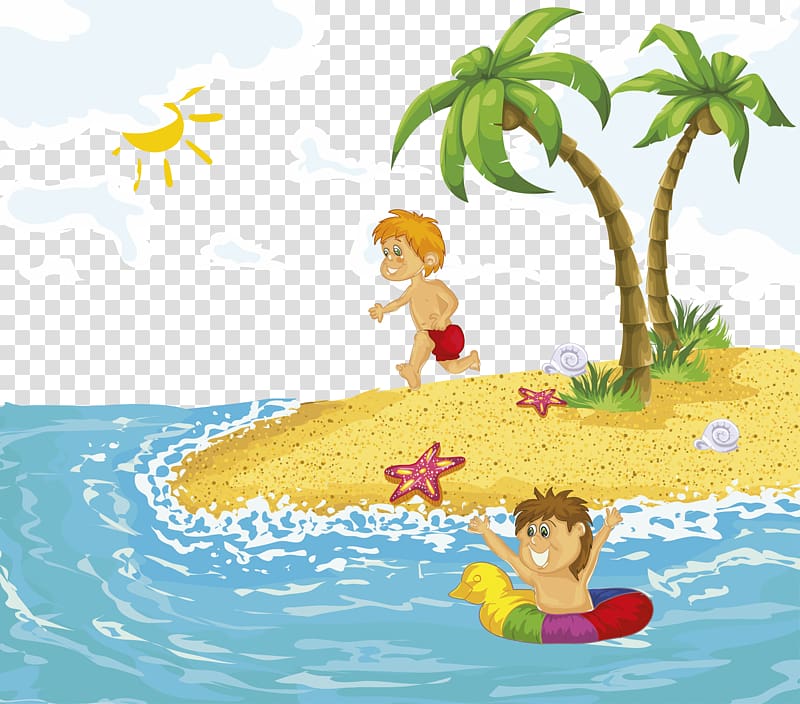 Cartoon , beach swimming transparent background PNG clipart