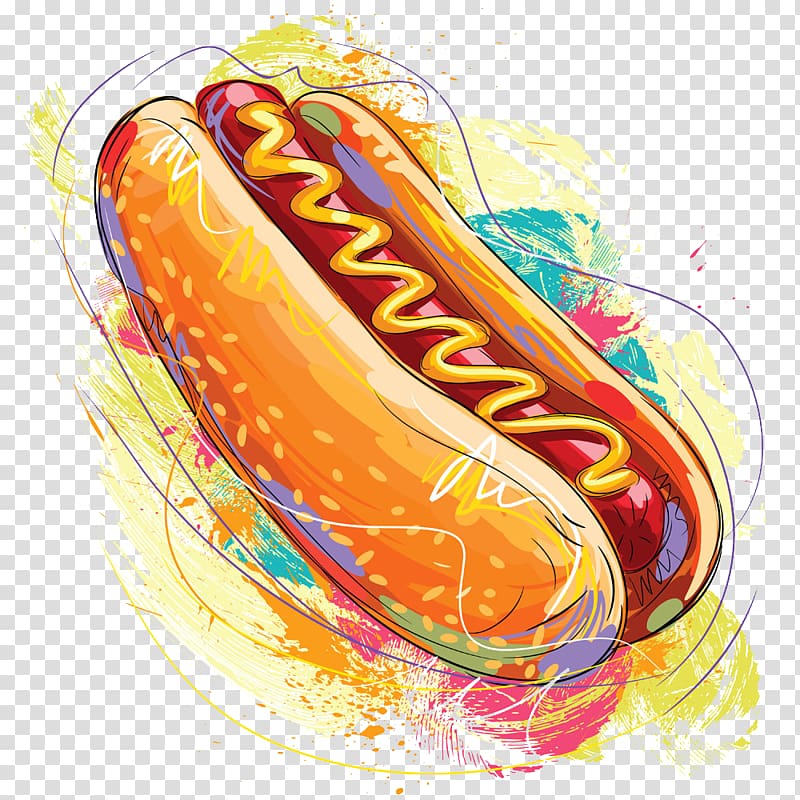Hotdog Illustration Hot Dog Sausage Hamburger Barbecue Fast Food Hot