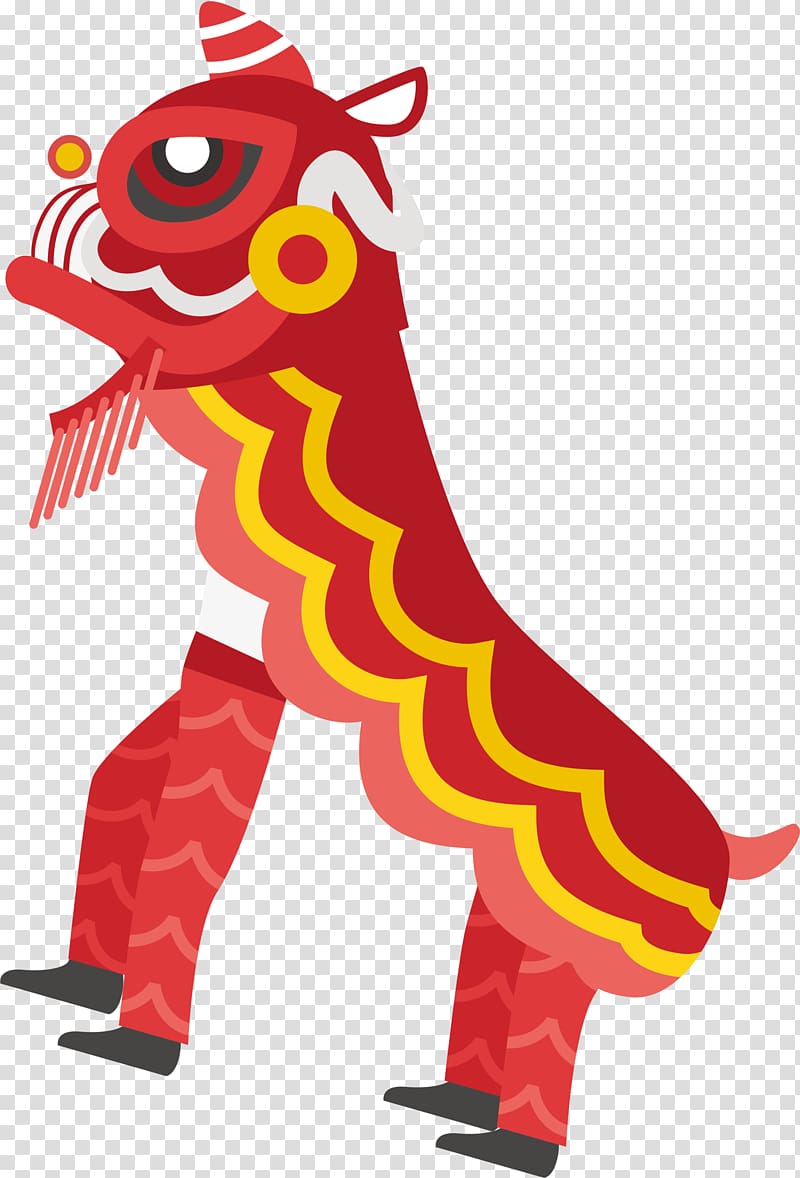 China Lion dance, Red Chinese Lion Dance transparent background PNG clipart