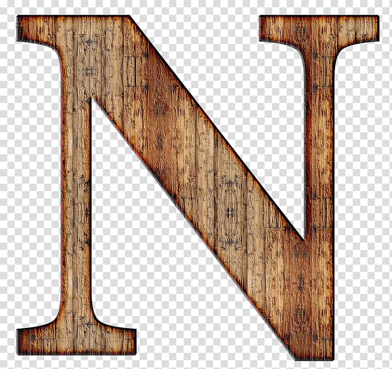 brown N wooden illustration, Wooden Capital Letter N transparent background PNG clipart