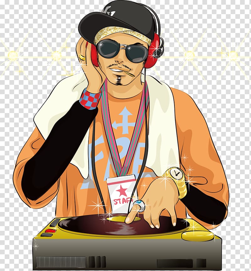 DJ using controller , Hip hop music Cartoon Disc jockey, music DJ transparent background PNG clipart