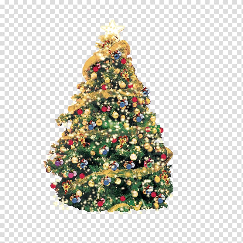 Artificial Christmas tree Greeting Christmas card, Behind Christmas tree transparent background PNG clipart