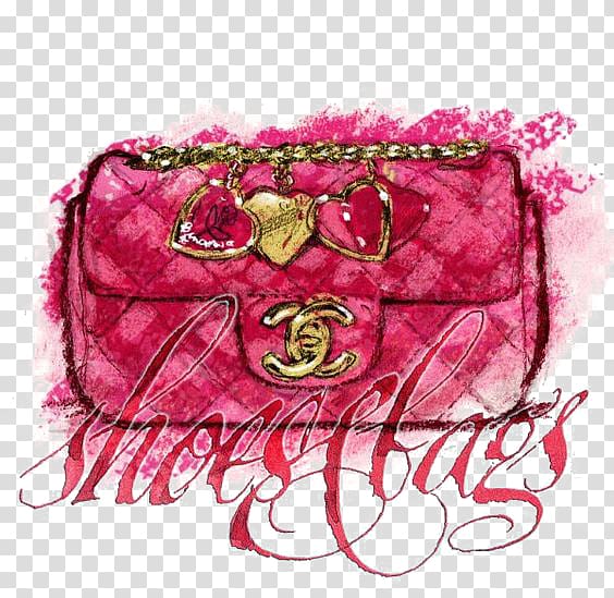 Handbag Chanel Fashion illustration Illustration, Pink Purse transparent background PNG clipart