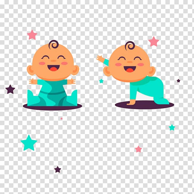 two baby characters illustration, Infant Smile, Cute baby laugh haha transparent background PNG clipart