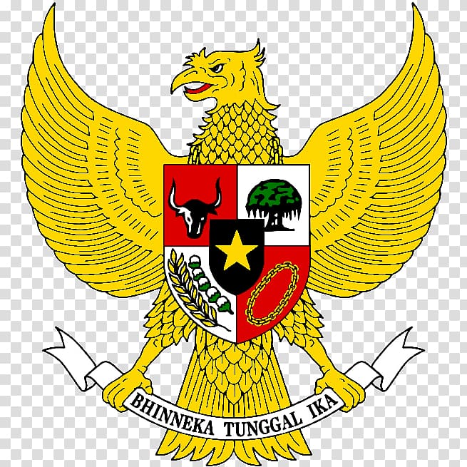 National emblem of Indonesia Coat of arms Garuda Pancasila, garuda pancasila, Bhinneka Tunggal Ika logo transparent background PNG clipart