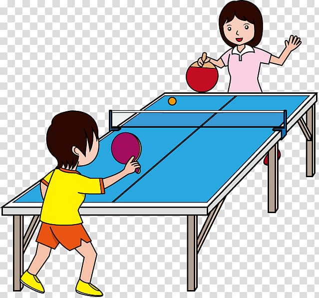 two persons playing table tennis, Table tennis racket Cartoon , Ore transparent background PNG clipart
