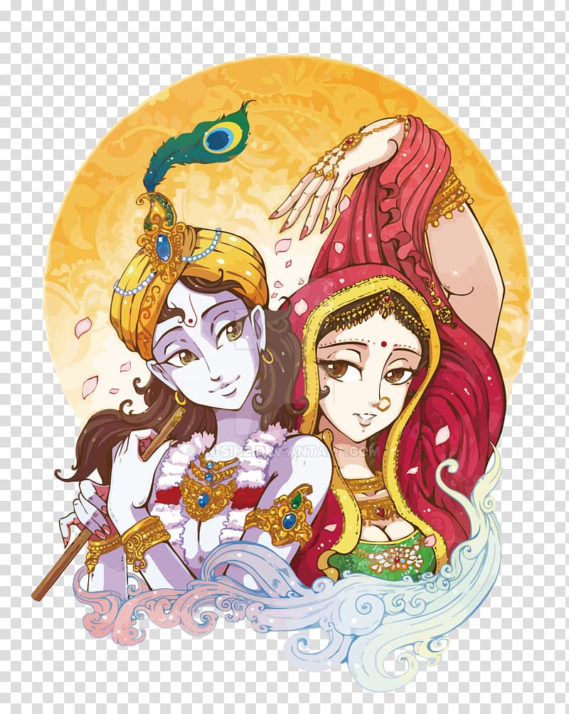 Lord Radha and Krishna illustration, Krishna Janmashtami Radha Krishna Hinduism, Celebrate Dousela transparent background PNG clipart