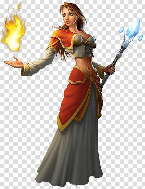 mage character holding ice staff illustration, World Of Warcraft Female Character transparent background PNG clipart