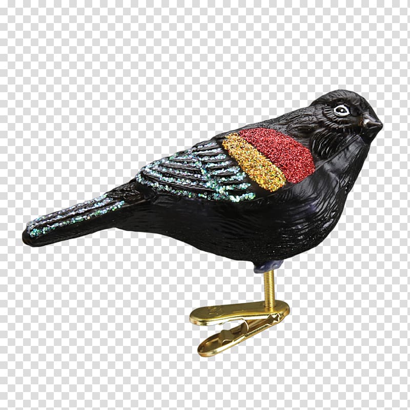 Red-winged blackbird Christmas ornament Common blackbird Redwing, Bird transparent background PNG clipart