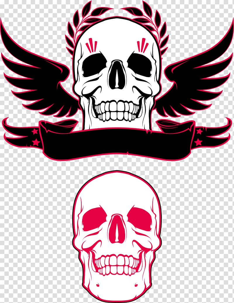 two white skull illustrations, Skull Logo u9ab7u9ac5 Illustration, Skull transparent background PNG clipart