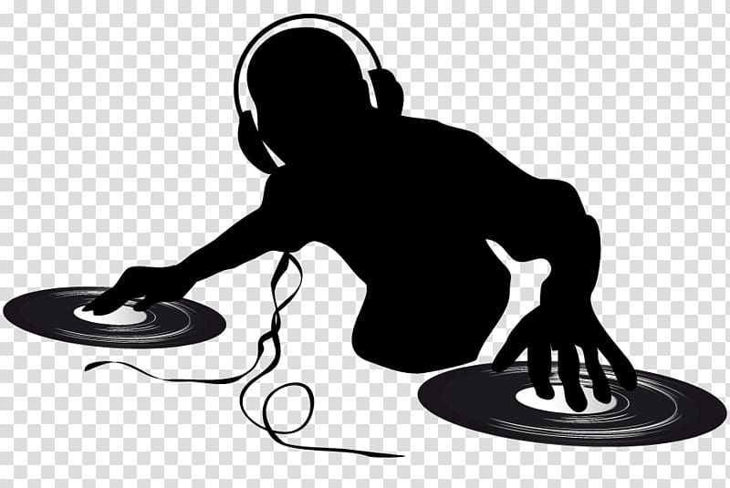 Disc jockey DJ mixer Phonograph record, Silhouette transparent background PNG clipart
