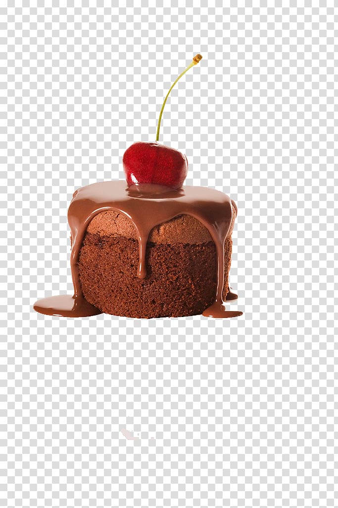 chocolate dessert, Chocolate cake Cupcake Icing Cream Black Forest gateau, Cherry chocolate cake transparent background PNG clipart