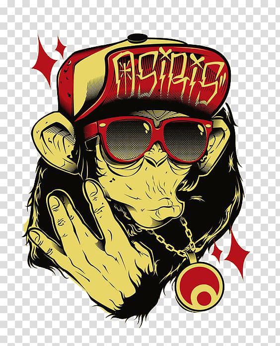 yellow and red monkey painting, Hip hop Drawing Graffiti, Hip Hop Gorilla transparent background PNG clipart