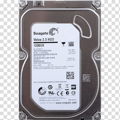 Hard Drives Serial ATA Seagate Technology Terabyte Seagate Surveillance SV35 Series HDD, Computer transparent background PNG clipart