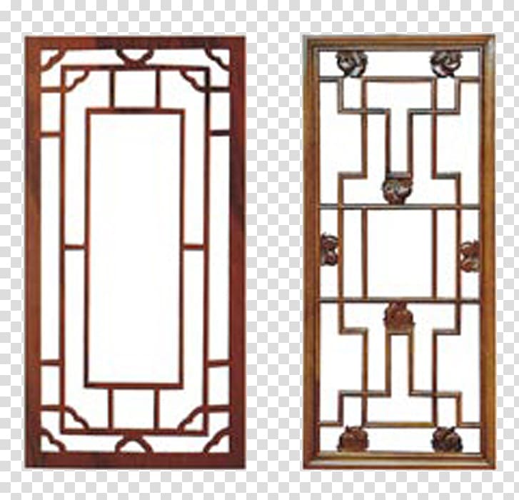 Window Stained glass Wood carving Sculpture, Traditional Chinese grillwork doors transparent background PNG clipart