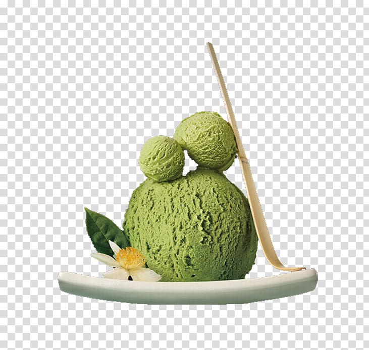 Green tea ice cream Matcha Japanese Cuisine, Green ice cream transparent background PNG clipart