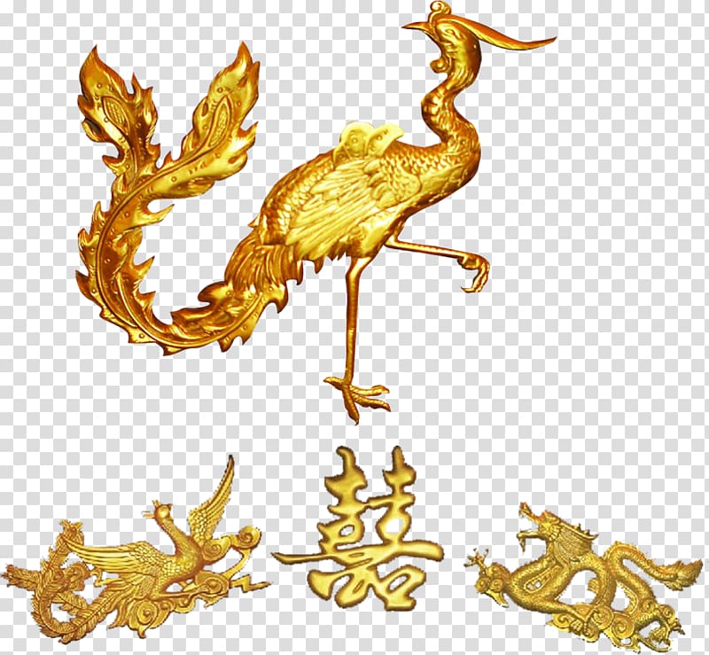Fenghuang Gold Computer file, Phoenix transparent background PNG clipart