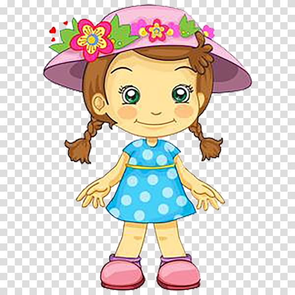 Hat Child , Wearing a flower hat cute little cartoon girl transparent background PNG clipart