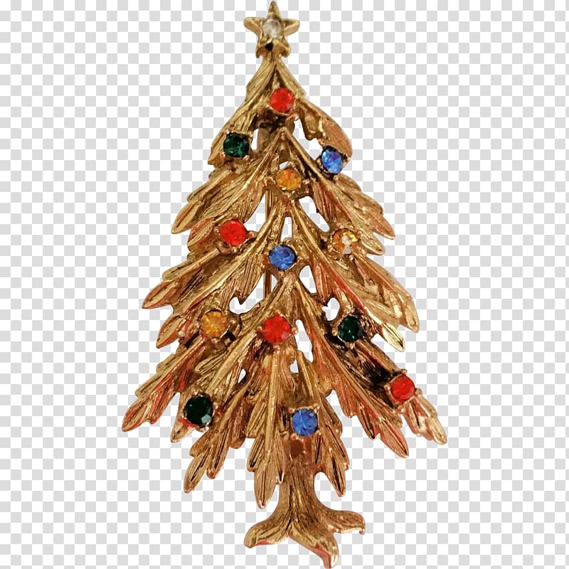 Christmas tree Brooch Imitation Gemstones & Rhinestones Pin Jewellery, golden neon christmas tree transparent background PNG clipart