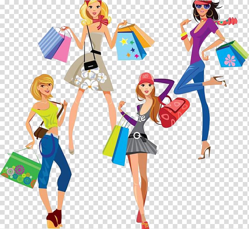 Shopping Fashion Girl Illustration Go Shopping Cartoon Girl With Long Hair Transparent Background Png Clipart Hiclipart