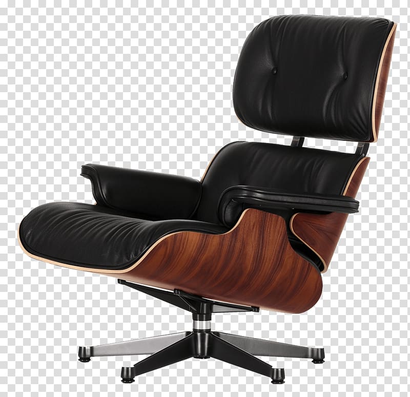 black and brown leather rolling chair, Eames Chair Solo transparent background PNG clipart