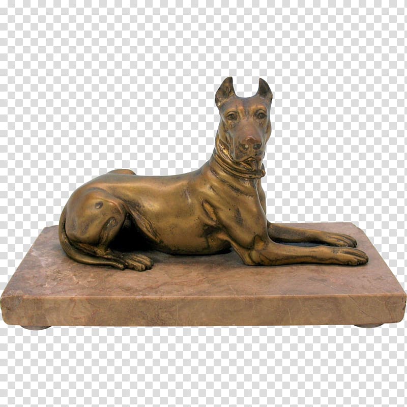 Bronze sculpture Dobermann Dog breed, antique transparent background PNG clipart