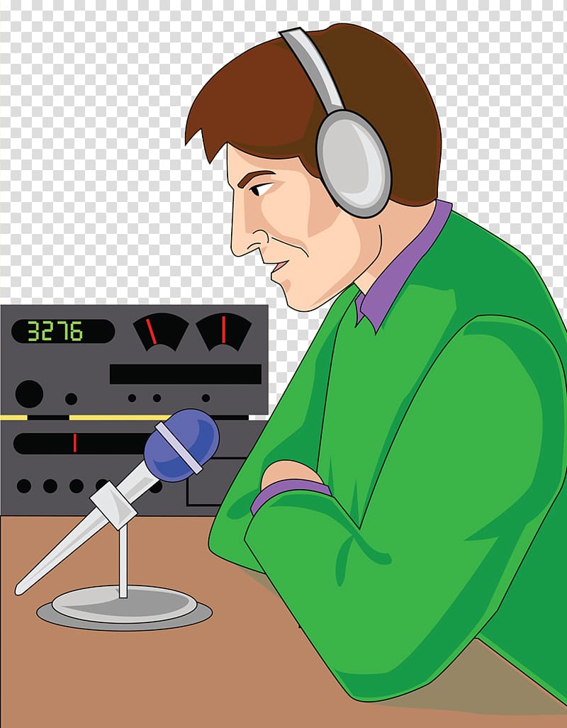 Microphone Cartoon Radio personality Illustration, Radio program host transparent background PNG clipart