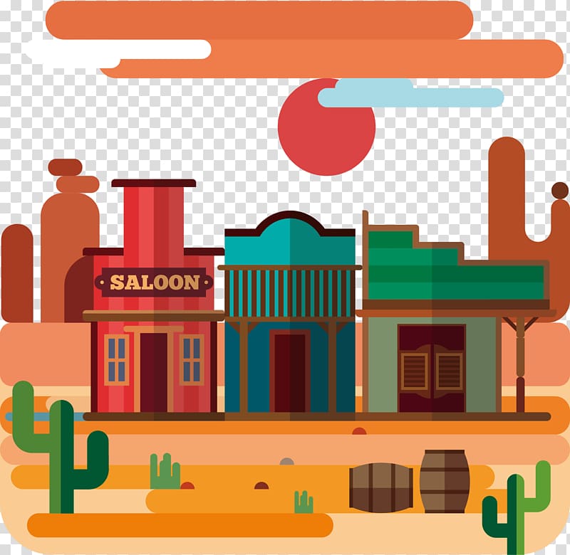 Euclidean Landscape Desert Fukei, hand-painted creative town posters transparent background PNG clipart