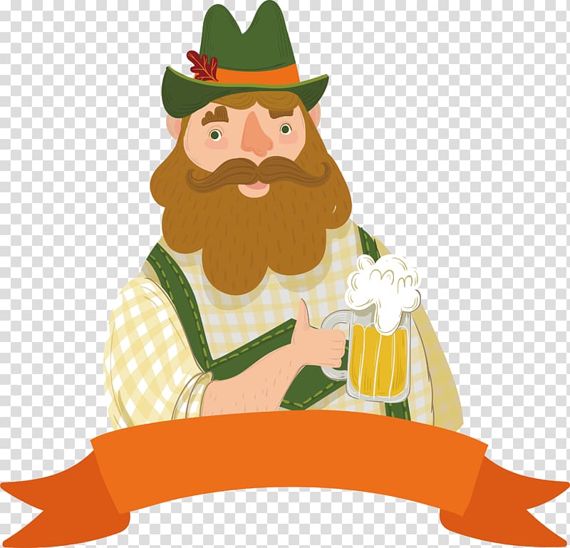 Beer Oktoberfest Illustration, Uncle who drinks beer transparent background PNG clipart