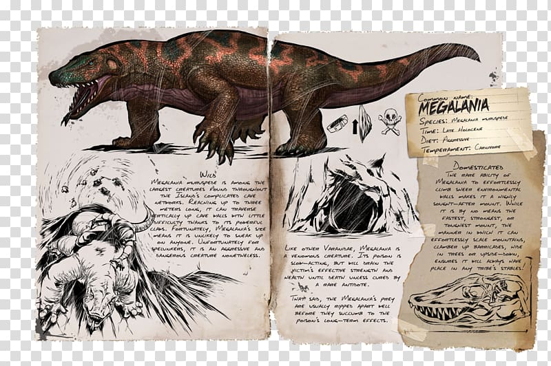 ARK: Survival Evolved Megalania Hesperornis Dinosaur Monitor lizard, ark shell transparent background PNG clipart
