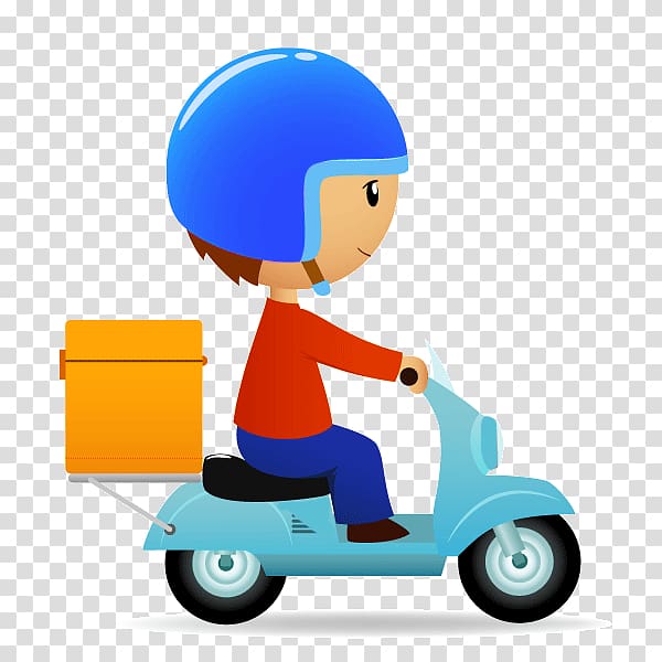 Delivery Scooter Cartoon, scooter transparent background PNG clipart