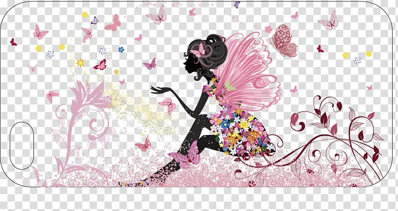 Butterfly Girl Female Mural, Beautifully Phone Case transparent background PNG clipart