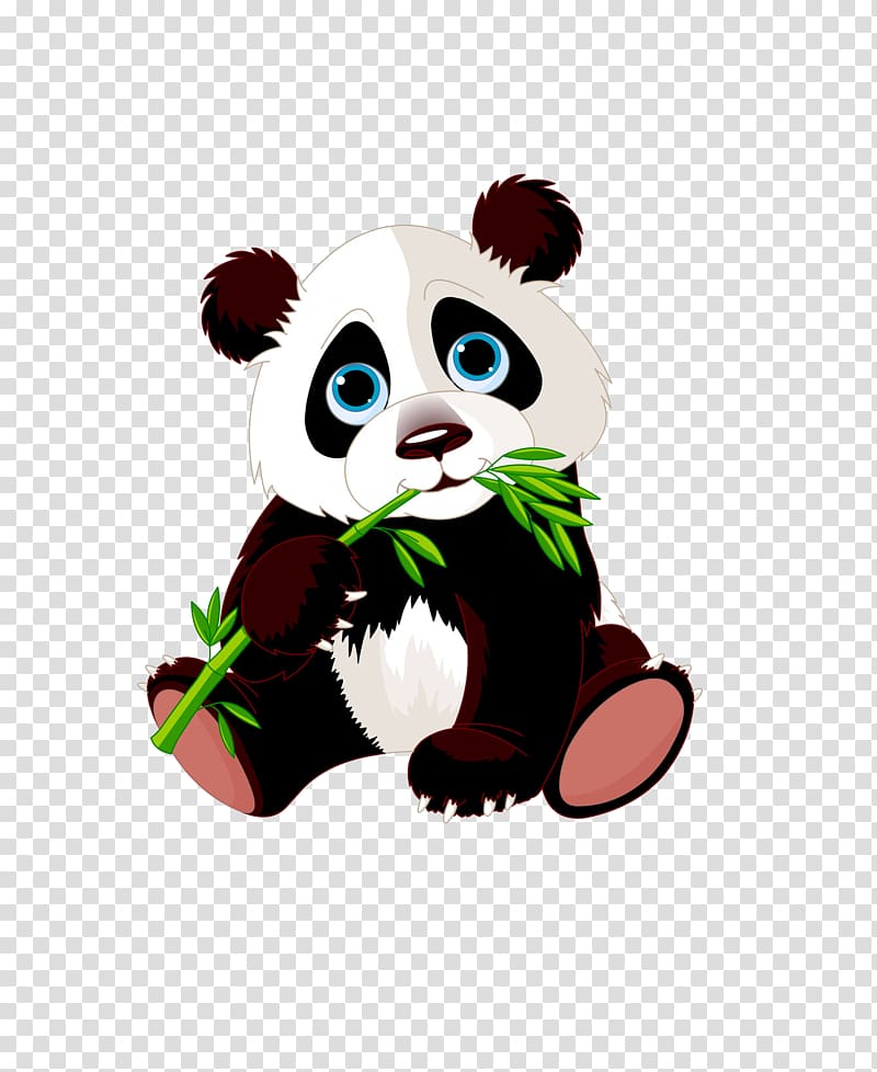 Giant panda Bear Red panda Bamboo , Panda eating bamboo transparent background PNG clipart
