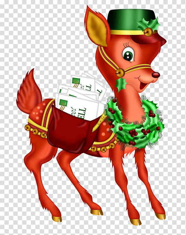 Rudolph Christmas , Red deer transparent background PNG clipart