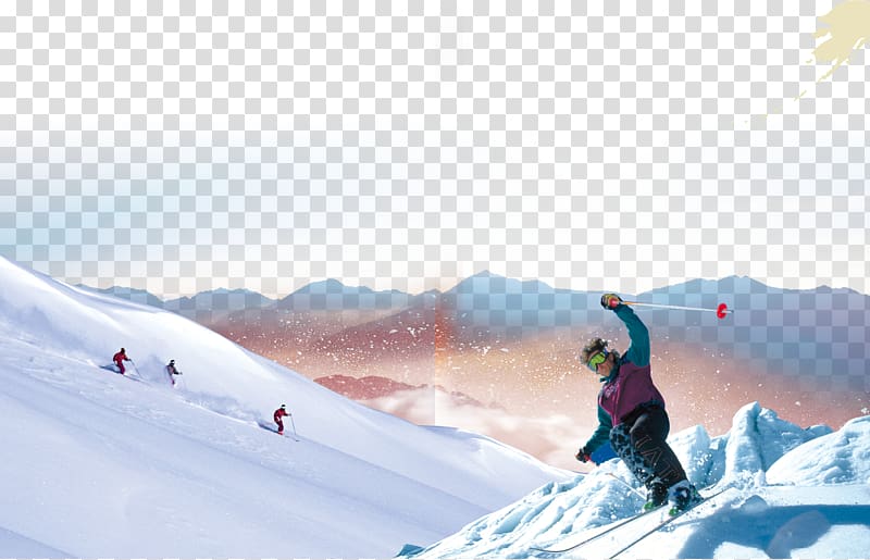 Skiing Ski cross Ice skating Snowboarding, Ski scene transparent background PNG clipart
