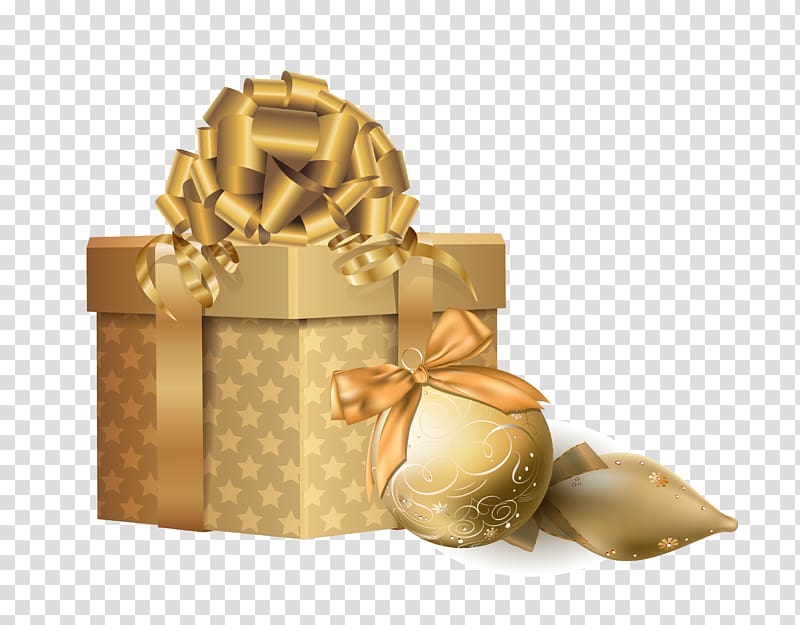 Christmas gift Christmas gift , Golden Gift transparent background PNG clipart