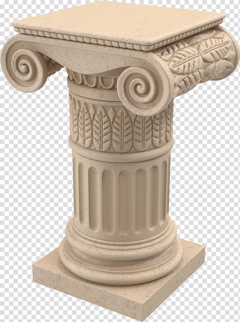brown concrete pillar stand, Column Ionic order 3D modeling 3D computer graphics Capital, Column transparent background PNG clipart