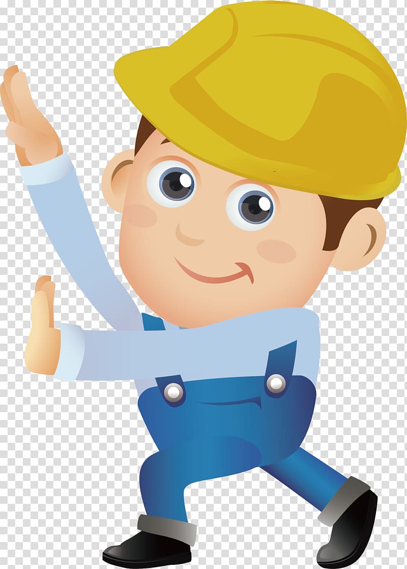 man wearing yellow hard hat art, Architectural engineering Laborer, Happy worker transparent background PNG clipart