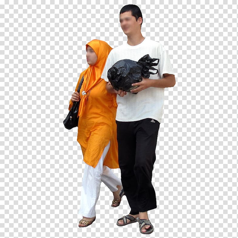 Muslim Islam Woman Walking, couple transparent background PNG clipart