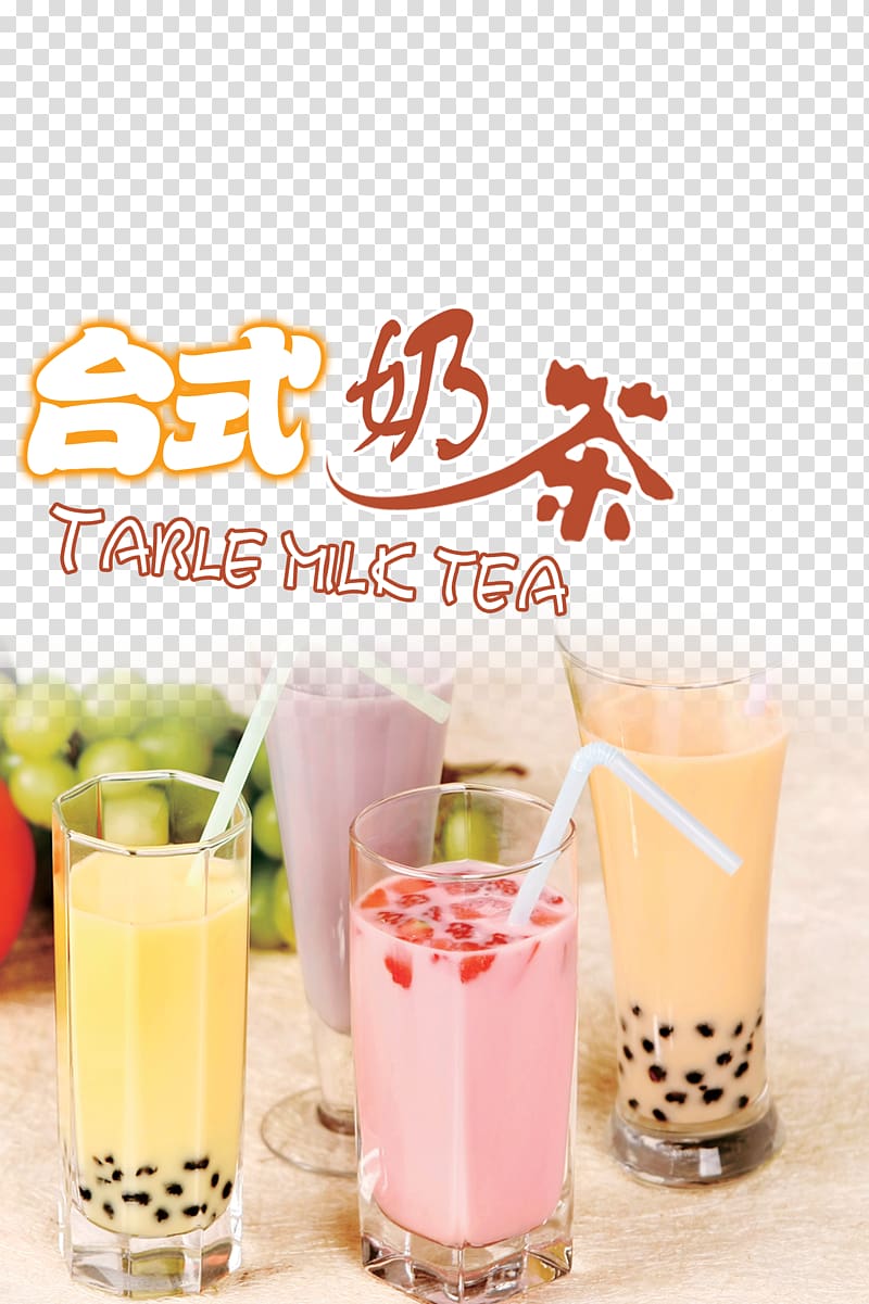 several milktea glasses, Bubble tea Hamburger Milk tea Poster, Table milk tea and fresh milk tea shop Brochure transparent background PNG clipart