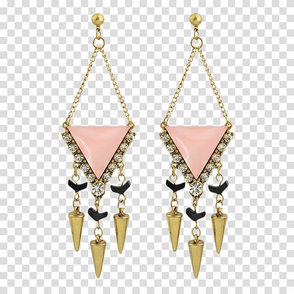 Earring Imitation Gemstones & Rhinestones Body Jewellery Chandelier, Golden geometric transparent background PNG clipart