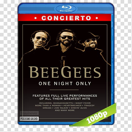 Blu-ray disc 1080p High-definition video One Night Only DVD, Bee Gees transparent background PNG clipart