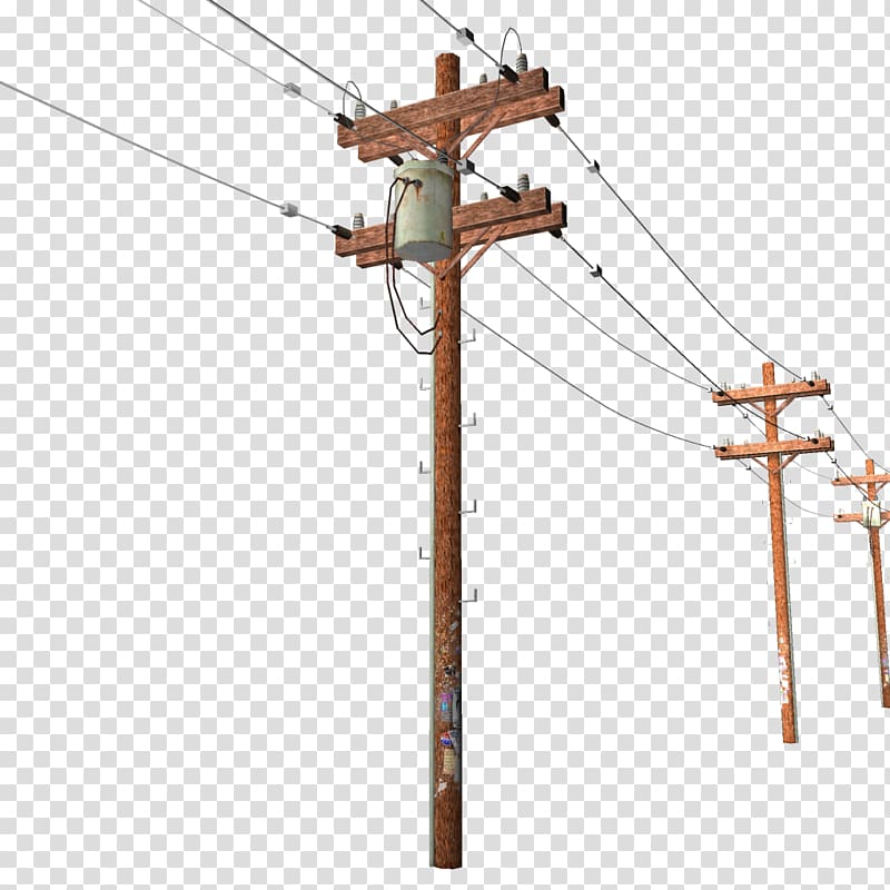 brown utility pole illustration, Utility pole Overhead power line Electricity Electric utility , Telephone Pole transparent background PNG clipart