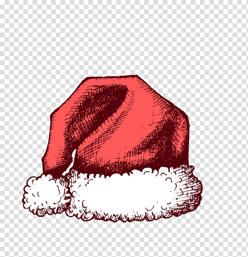 Santa Claus Christmas Hat, Hand-painted Christmas hats transparent background PNG clipart