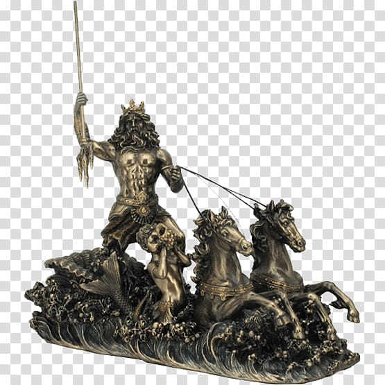 Poseidon on Hippocampus Horse GREEK MYTHOLOGY God of Sea Statue Bronze Color